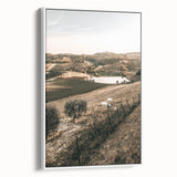 Farmhouse Wall Art – Scenic Countryside Hills and Grazing Cows Print