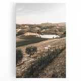 Farmhouse Wall Art – Scenic Countryside Hills and Grazing Cows Print