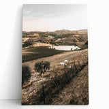 Farmhouse Wall Art – Scenic Countryside Hills and Grazing Cows Print