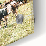Farmhouse Wall Art – Mountain Valley with Grazing Cows Print for Rustic Decor