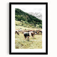 Farmhouse Wall Art – Mountain Valley with Grazing Cows Print for Rustic Decor