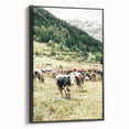 Farmhouse Wall Art – Mountain Valley with Grazing Cows Print for Rustic Decor