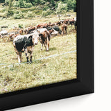 Farmhouse Wall Art – Mountain Valley with Grazing Cows Print for Rustic Decor