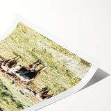 Farmhouse Wall Art – Mountain Valley with Grazing Cows Print for Rustic Decor
