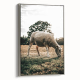 Farmhouse Wall Art – Peaceful Grazing Sheep in Sunset Print for Rustic Decor