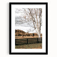 Farmhouse Wall Art – Countryside Hay Bales Field Print for Rustic Decor