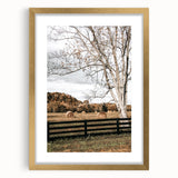 Farmhouse Wall Art – Countryside Hay Bales Field Print for Rustic Decor