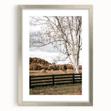Farmhouse Wall Art – Countryside Hay Bales Field Print for Rustic Decor