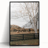 Farmhouse Wall Art – Countryside Hay Bales Field Print for Rustic Decor