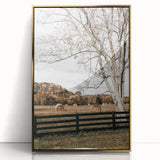 Farmhouse Wall Art – Countryside Hay Bales Field Print for Rustic Decor
