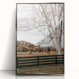 Farmhouse Wall Art – Countryside Hay Bales Field Print for Rustic Decor