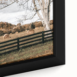 Farmhouse Wall Art – Countryside Hay Bales Field Print for Rustic Decor