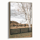 Farmhouse Wall Art – Countryside Hay Bales Field Print for Rustic Decor