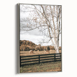 Farmhouse Wall Art – Countryside Hay Bales Field Print for Rustic Decor