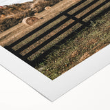 Farmhouse Wall Art – Countryside Hay Bales Field Print for Rustic Decor