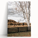 Farmhouse Wall Art – Countryside Hay Bales Field Print for Rustic Decor