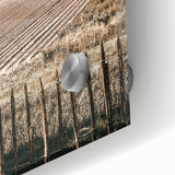 Farmhouse Wall Art – Plowed Field with Rustic Fence Print for Country Decor