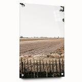 Farmhouse Wall Art – Plowed Field with Rustic Fence Print for Country Decor