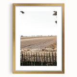 Farmhouse Wall Art – Plowed Field with Rustic Fence Print for Country Decor