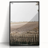 Farmhouse Wall Art – Plowed Field with Rustic Fence Print for Country Decor