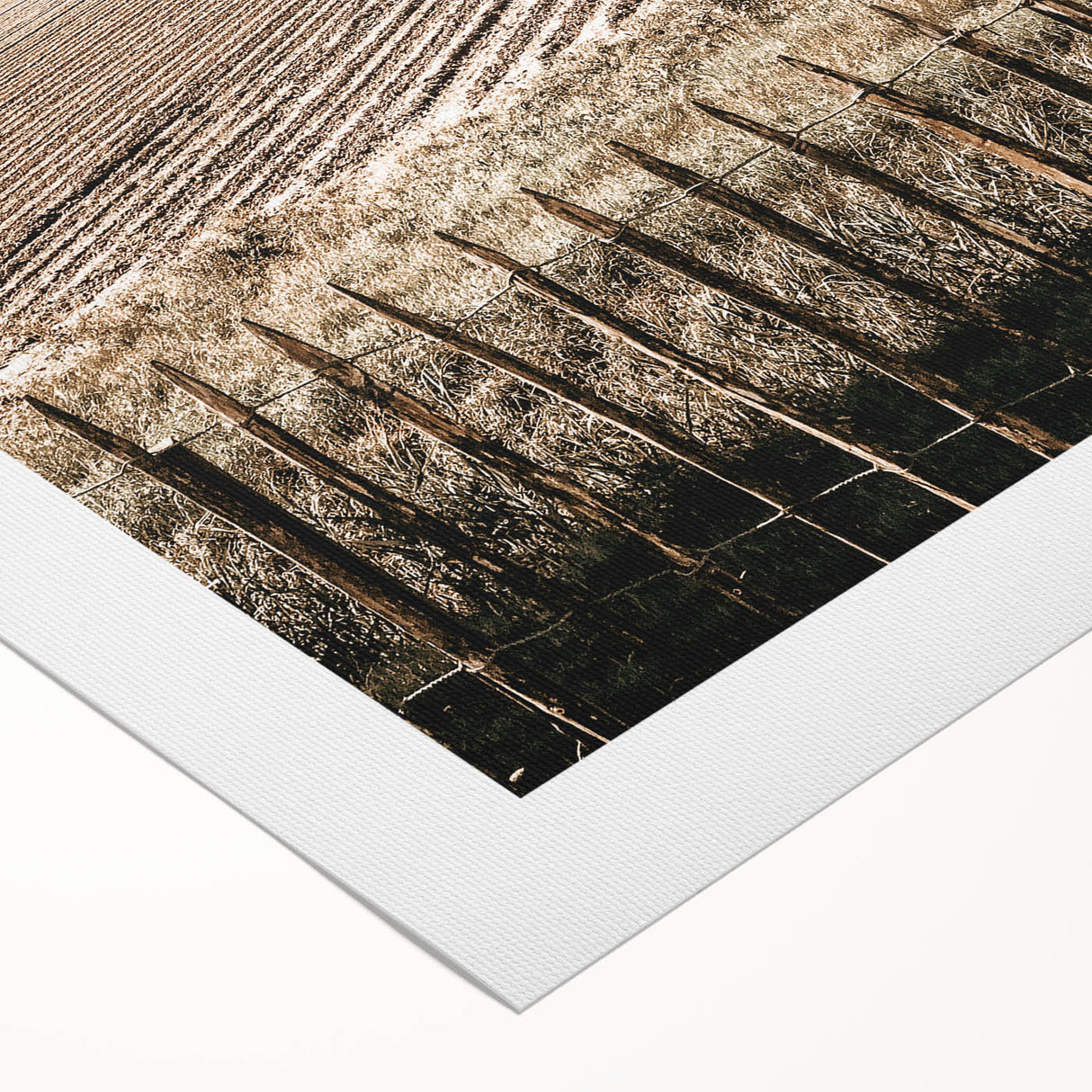 Farmhouse Wall Art – Plowed Field with Rustic Fence Print for Country Decor