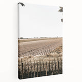 Farmhouse Wall Art – Plowed Field with Rustic Fence Print for Country Decor