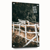 Farmhouse Wall Art – Rustic Winding Fence Print for Country Home Decor