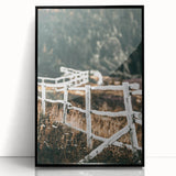 Farmhouse Wall Art – Rustic Winding Fence Print for Country Home Decor