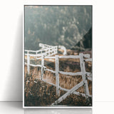 Farmhouse Wall Art – Rustic Winding Fence Print for Country Home Decor