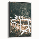 Farmhouse Wall Art – Rustic Winding Fence Print for Country Home Decor
