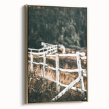Farmhouse Wall Art – Rustic Winding Fence Print for Country Home Decor