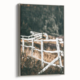 Farmhouse Wall Art – Rustic Winding Fence Print for Country Home Decor