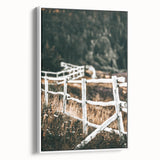 Farmhouse Wall Art – Rustic Winding Fence Print for Country Home Decor