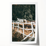 Farmhouse Wall Art – Rustic Winding Fence Print for Country Home Decor