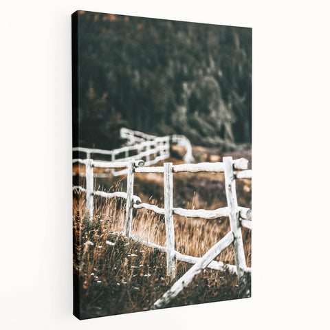 Farmhouse Wall Art – Rustic Winding Fence Print for Country Home Decor