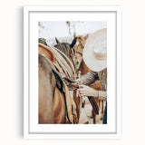Cowboy and Saddle Wall Art | Rustic Farmhouse Decor | Country Style Print