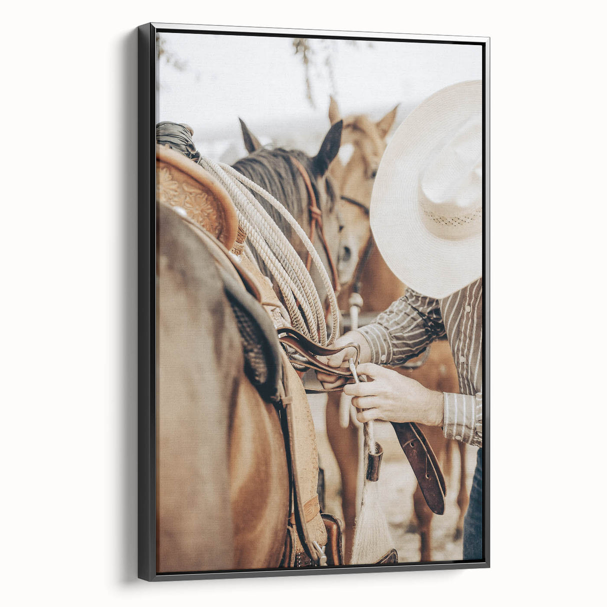 Cowboy and Saddle Wall Art | Rustic Farmhouse Decor | Country Style Print