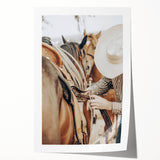 Cowboy and Saddle Wall Art | Rustic Farmhouse Decor | Country Style Print