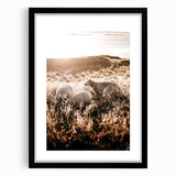 Farmhouse Wall Art – Sheep Grazing at Sunset Print for Rustic Home Decor
