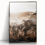 Farmhouse Wall Art – Sheep Grazing at Sunset Print for Rustic Home Decor
