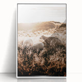 Farmhouse Wall Art – Sheep Grazing at Sunset Print for Rustic Home Decor