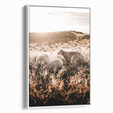 Farmhouse Wall Art – Sheep Grazing at Sunset Print for Rustic Home Decor