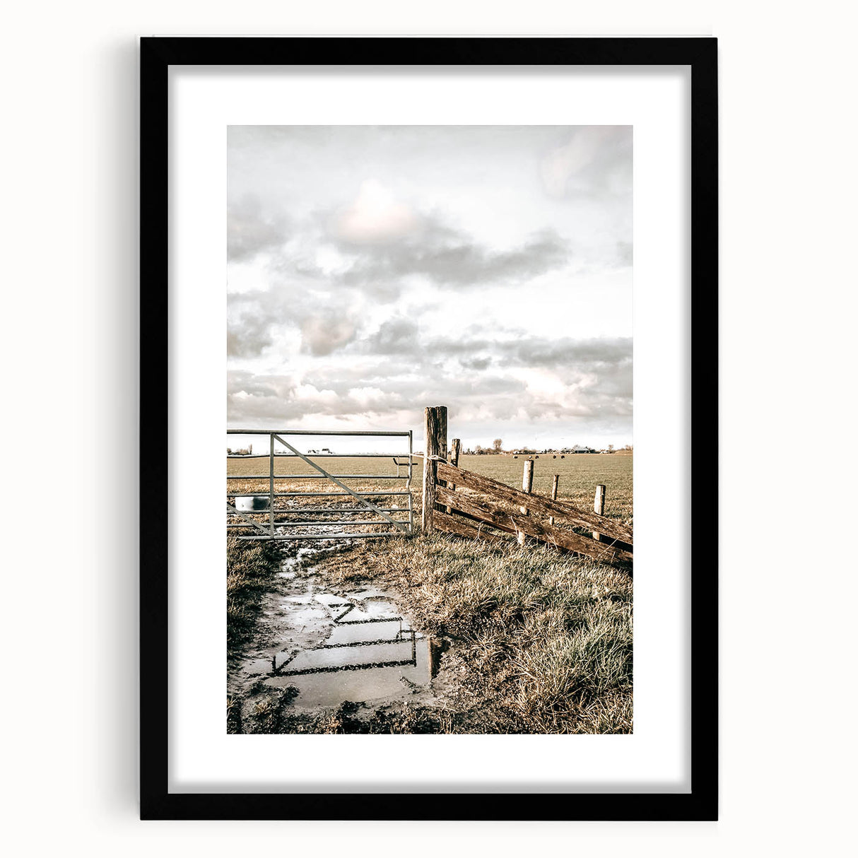 Farmhouse Wall Art – Rustic Farm Gate and Fence Print for Country Decor