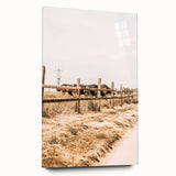 Farmhouse Wall Art – Grazing Horses Behind Rustic Fence for Country Decor