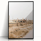 Farmhouse Wall Art – Grazing Horses Behind Rustic Fence for Country Decor