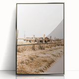 Farmhouse Wall Art – Grazing Horses Behind Rustic Fence for Country Decor