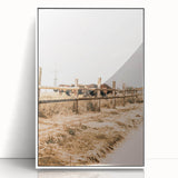 Farmhouse Wall Art – Grazing Horses Behind Rustic Fence for Country Decor