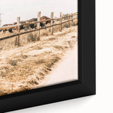 Farmhouse Wall Art – Grazing Horses Behind Rustic Fence for Country Decor
