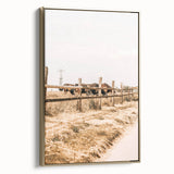 Farmhouse Wall Art – Grazing Horses Behind Rustic Fence for Country Decor