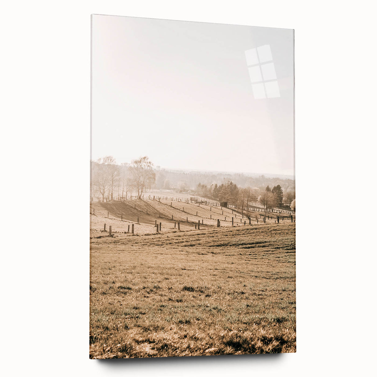 Farmhouse Wall Art – Misty Morning Fields Print for Rustic Country Decor
